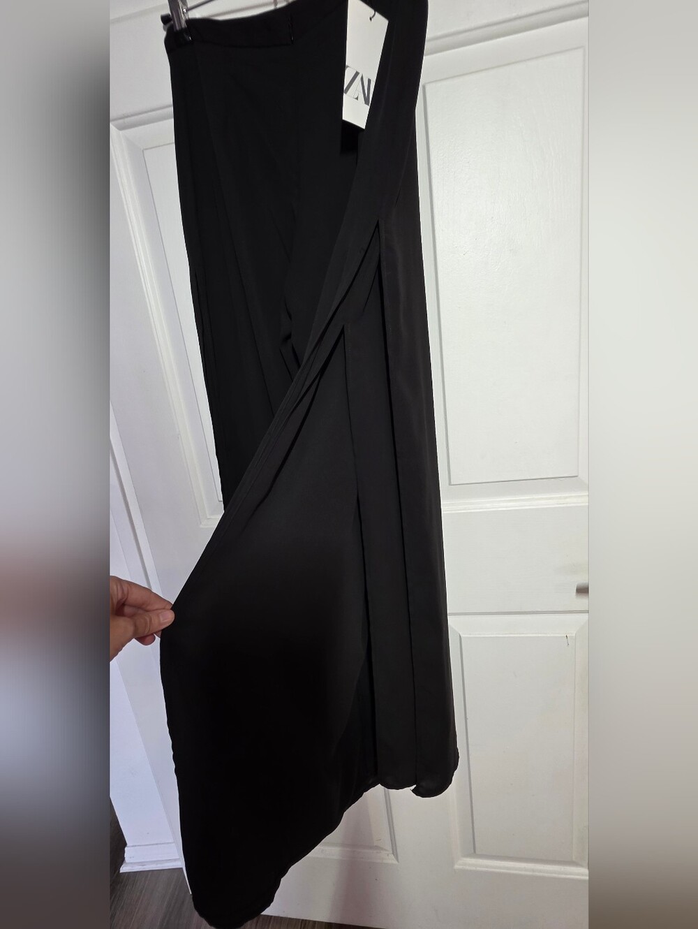 Zara Side Slit Wide Leg Black Lightweight Pants - Picture 12 of 12